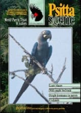 The cover of the August 2001 PsittaScene, magazine of the World Parrot Trust