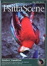 The cover of the May 2002 PsittaScene, magazine of the World Parrot Trust