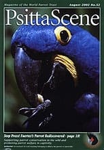 The cover of the August 2002 PsittaScene, magazine of the World Parrot Trust