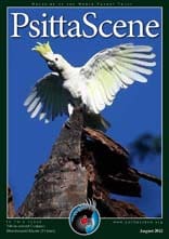 The cover of the August 2012 PsittaScene, magazine of the World Parrot Trust