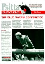 The cover of the February 1993 PsittaScene, magazine of the World Parrot Trust