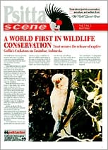 The cover of the May 1993 PsittaScene, magazine of the World Parrot Trust