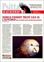 The cover of the February 1994 PsittaScene, magazine of the World Parrot Trust