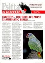 The cover of the August 1994 PsittaScene, magazine of the World Parrot Trust