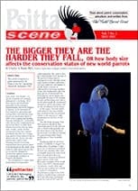 The cover of the May 1995 PsittaScene, magazine of the World Parrot Trust