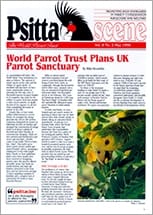 The cover of the May 1996 PsittaScene, magazine of the World Parrot Trust